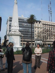 tour guide at Plaza de Mayo