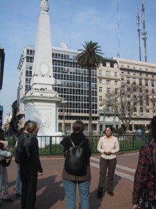 tour guide at Plaza de Mayo