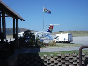 SkyLink plane approaching the terminal