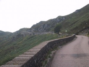 road with stone walls  on the "steep" side