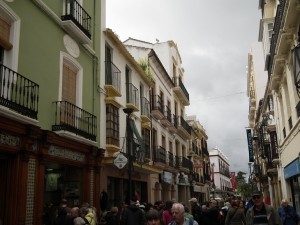 Walking along Ronda's pedestrian street