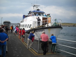 Vessel travels to base of the cliffs (and the Aran Islands)