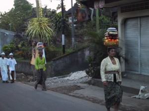 On the way to the temple with offerings, Bali