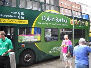 Green hop-on hop-off bus, Dublin, Ireland