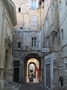 Narrow streets in Avignon, France