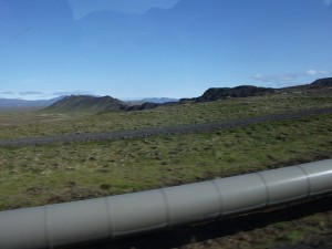 Pipelines beside the road, Iceland